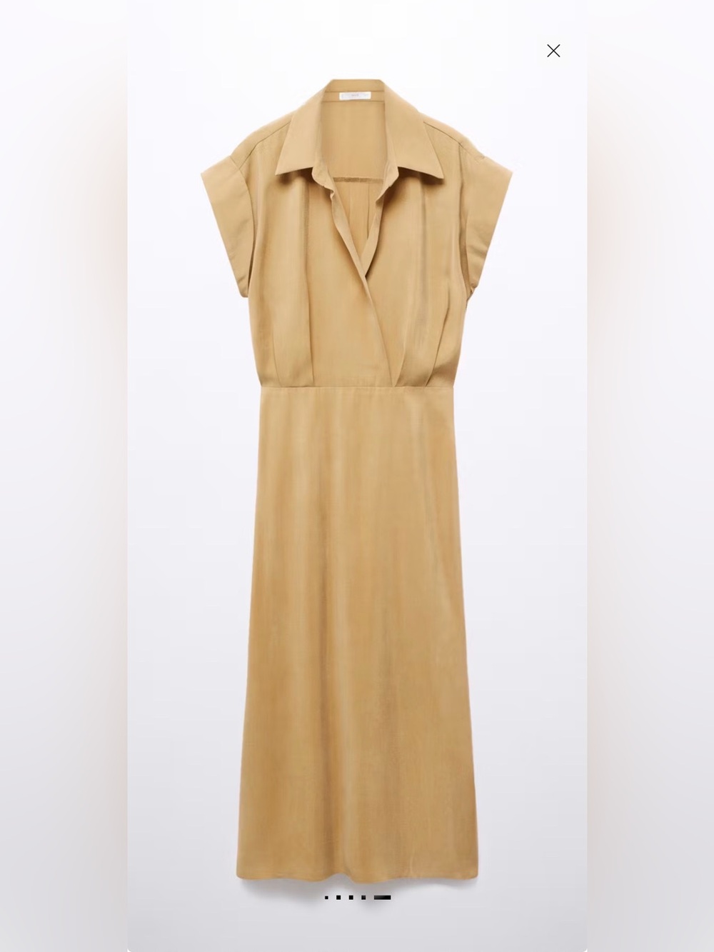 NWT Mango Sleeveless Collared Midi Dress in Camel Beige